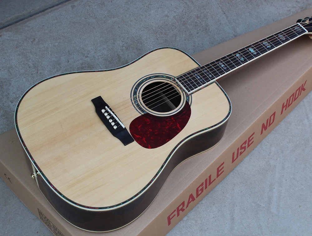

Factory Custom 41" Acoustic Guitar with Top Spruce Solid,Colorful Binding,Red Tortoise Pickguard,Can Add Pickup,Offer Customized