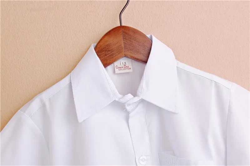 Коллекция года, летняя одежда с короткими рукавами для маленьких подростков белые школьные рубашки для мальчиков детские топы с отложным воротником, детская одежда, JW0190S