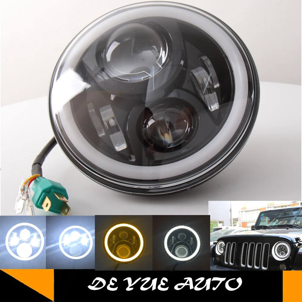 

free shipping 97w hi low beam with turn light and DRL 7"LED head lamp 7inch LED headlight for Toyota FJ Cruiser JK LJ TJ CJ