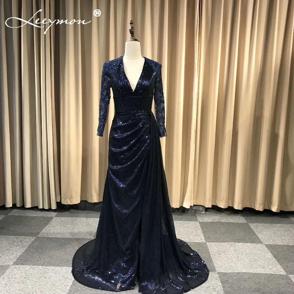 Leeymon На Заказ Темно-Русалка Блесток Вечернее Платье Старинные Vestido De Festa Длинное