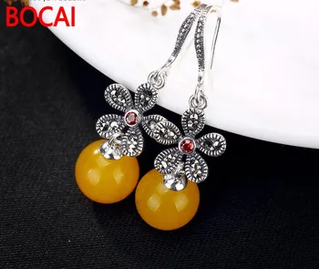 

S925 silver cord plum Thai silver retro luxury simple earrings