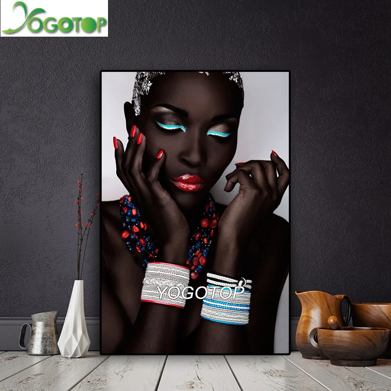 

Sexy Black Nude African Woman Lips and Nails 5d Diy Diamond Painting Square/Round Rhinestones Embroidery Mosaic Wall Art YY1103