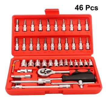 

46pcs Ratchet Wrench Socket Set Durable Professional Carbon Steel Repair Caseautomotive Mechanics Tool Kit Car Repair Tool Box