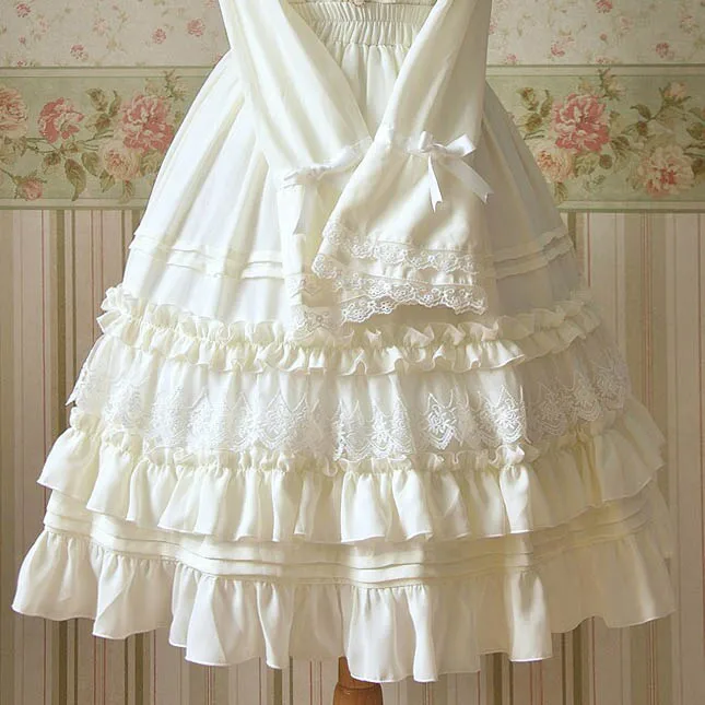 Image Summer 2015 lolita princess chiffon lace ruffle sweet soft bust skirt short skirt