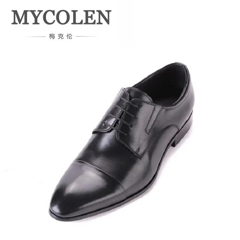 

MYCOLEN Luxury Men Flats Brand New Genuine Leather Men Oxford Shoes Work Business Lace Up Dress Shoes sapatos masculinos