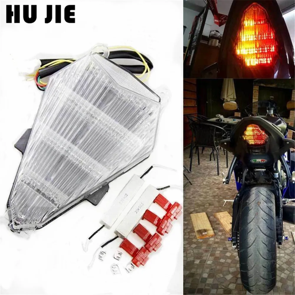 Задние тормоза кабеля встроенные Сигналы поворота светодиодные ясно для Yamaha YZF R6 YZF-R6 YZFR6 2006-2013 07 08 09 10 11 12