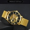 WINNER Official Top Brand Luxury Ultra Thin Golden Men Mechanical Watch Mesh Strap Skeleton Dial Men Classic Business Wristwatch ► Photo 3/6