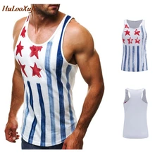 HuLooXuJi Мужской Танк Повседневный Топ Фитнес-майка бренд без рукавов Хип-хоп жилет флаг печати хлопковая майка США Размер: XS-L