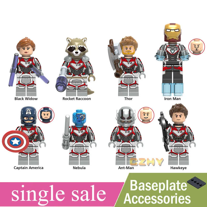 

Avengers 4 Endgame Legoe Minifigured Thanos Thor Rocket Raccoon War Machine Black Widow Nebula Building Blocks Toys X0233