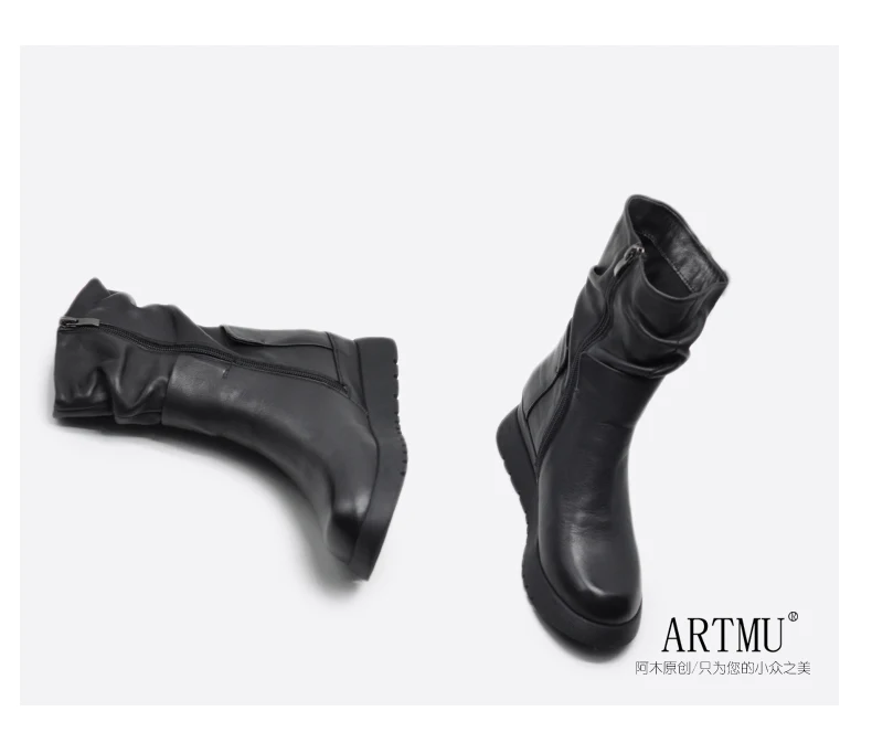Г., новые оригинальные ботинки для отдыха Artmu Кожаные Ботинки Martin, увеличивающие рост удобные черные женские ботинки ручной работы 6631