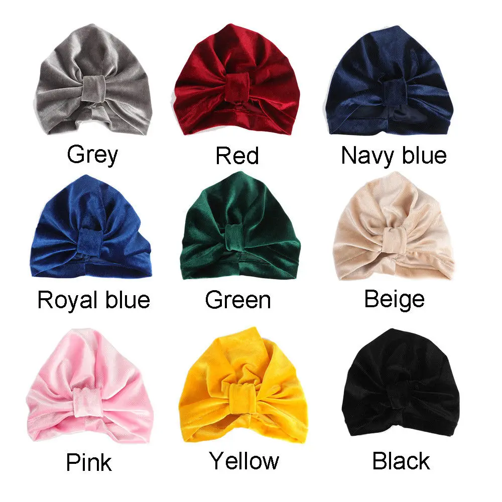 Очаровательная одноцветная шапка с бантом для новорожденных мальчиков и девочек, 9 цветов, шапка-тюрбан, зимняя теплая шапка, мягкая шапка