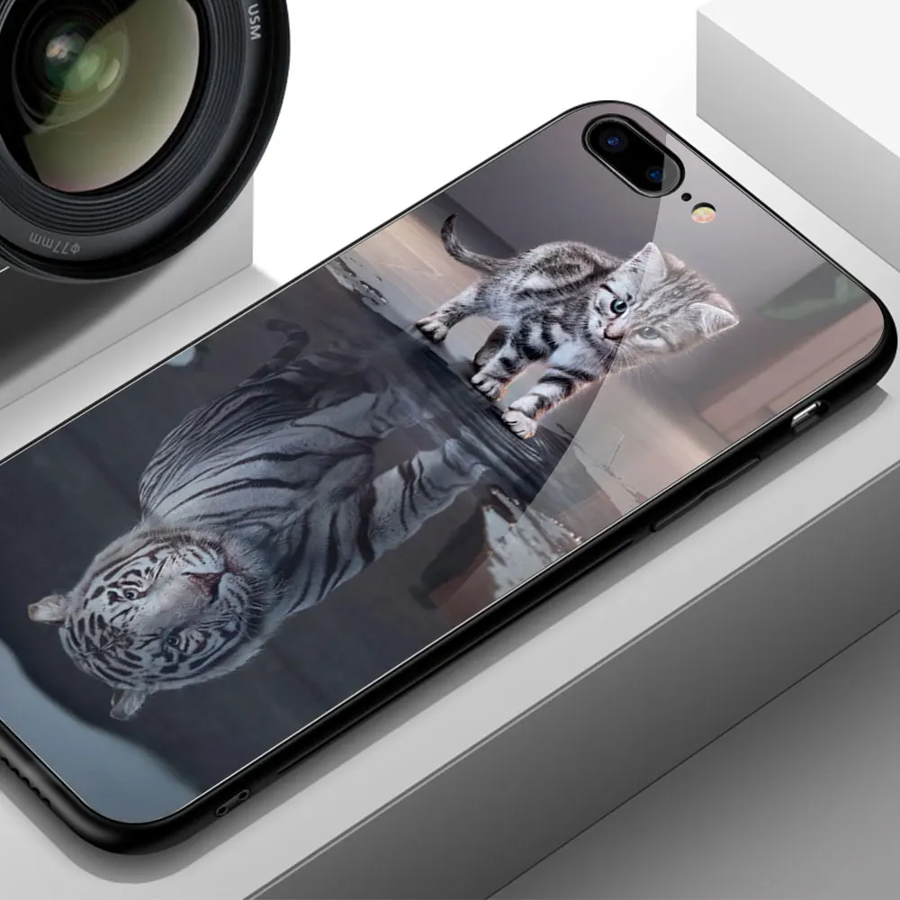 Чехол FinderCase XS MAX для iPhone чехол из закаленного стекла с радужным закатом кошкой