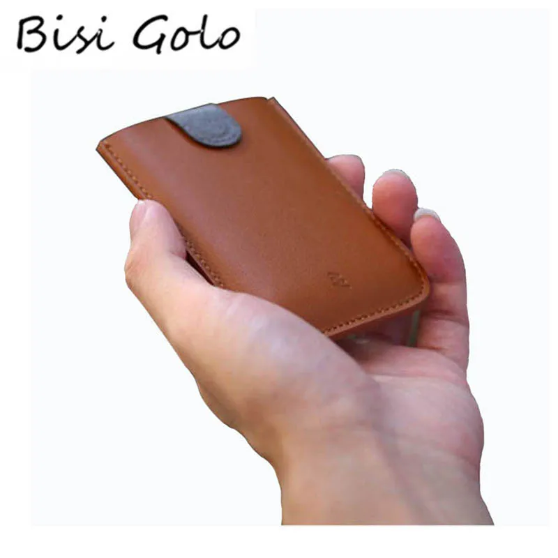 

BISI GORO 2019 Card Holder Unisex Genuine Leather Card ID Holder Mini Fashion Credit Card Holder Thin Slim Business Card Holders