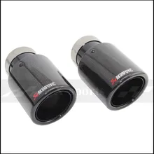 Akrapovic Carbon Fibre Glossy Car Styling Exhaust System Muffler Pipe Tip Crimping Universal Black Stainless Steel Trim
