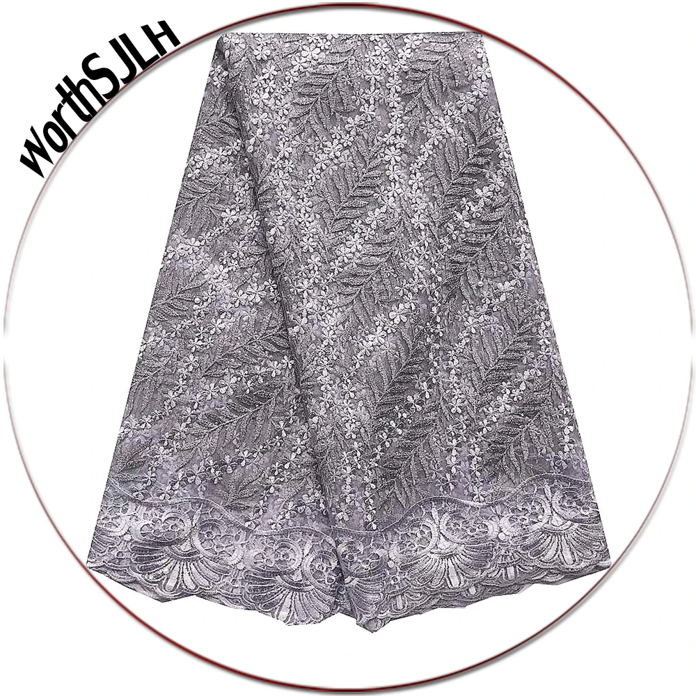 

Dubai Wedding Nigerian Lace Fabrics Sliver Royal Blue French Laces Fabrics High Quality Tulle Fabric Lace For African Women