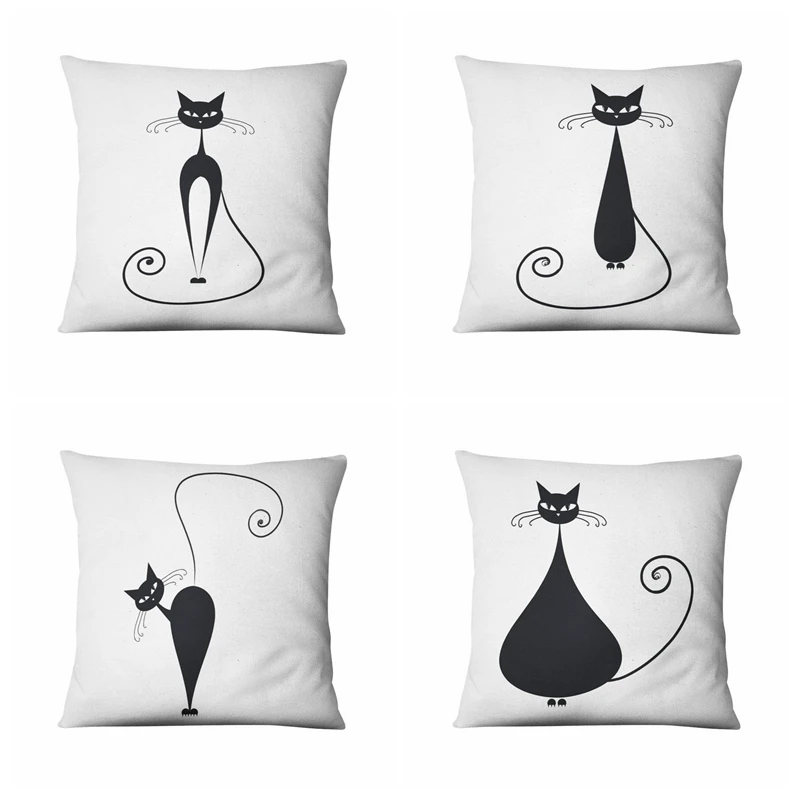 

Super Soft Velvet Printed Pillowcase Smart Cat Cushion Decorative Pillows Home Decor Sofa Throw Pillow Christmas Decorations