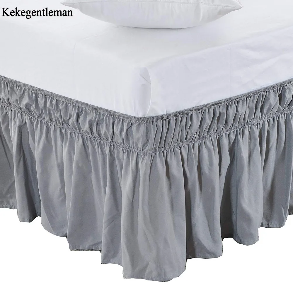 Großhandel Bett Rock Elastische einfarbig Bett röcke Bett Deckt ohne Bett Oberfläche Königin König Staub Rüschen bettdecke freies verschiffen Online