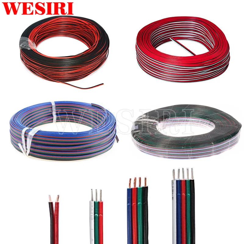 

100M 2Pin/3Pin/4Pin/5Pin 22AWG/20AWG/18AWG Extension Cable For WS2812 WS2811 5050 3528 LED Strip Lights