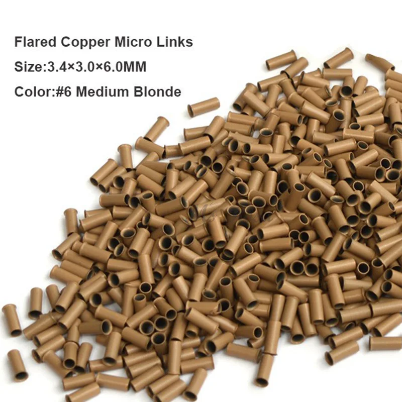 Copper Micro Beads 3.4*3.0*6.0MM 1000Pcs/Bottle 5 Medium Brown Flare