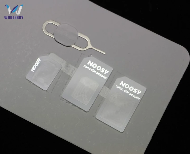 500sets/lot Noosy 4 In 1 Nano SIM Card To Micro SIM Nano Micro To Mini Sim Adapter for Iphone Samsung Sim Card Adapter