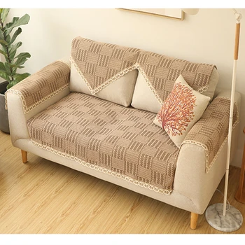 

Cotton linen Fabric Sofa Cover Pastoral Style Soft Slip Solid Couch Cover Anti Wrinkle Slipcover Seat Sofa Towel For Living Room