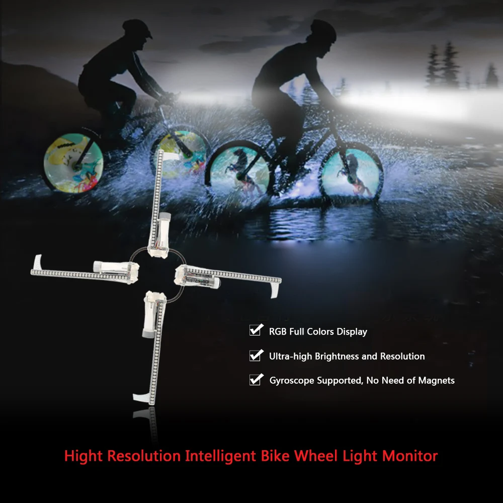 

Lixada 2500cd m2 Smart Bike Spoke Wheel Light Monitor RGB Display Rechargeable Bicycle Wheel Hub 256pcs 416pcs LEDs Light