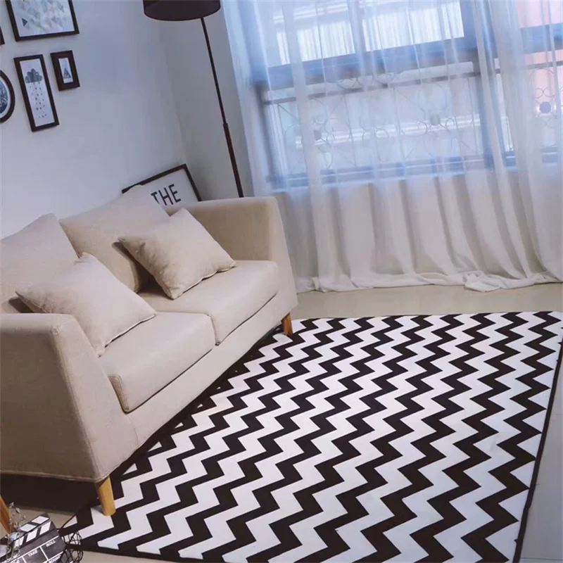 Simplicidad moderna negro blanco Chevron oso salón dormitorio