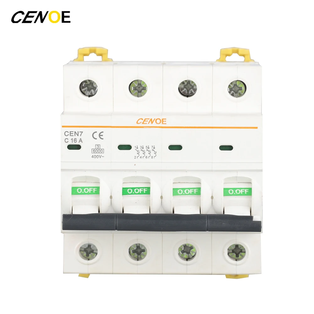

4p household main switch funtion circuit breaker 16A 415VAC mini circuit breaker with current overload short circuit protection