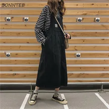 Delle Donne del vestito Cinghia Denim Abiti Donna Quotidiano Primavera Delle Donne Studenti Coreani Allentata Del Tutto-Fiammifero Comodo Popolare Mid-Vitello Graceful