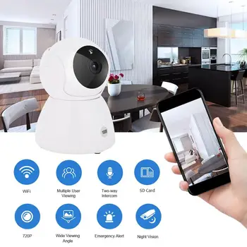 

720P ONVIF HD WiFi Security IP Camera Wireless Night Vision Surveillance Camera Remote Control Real-time Alert EU 100-240V