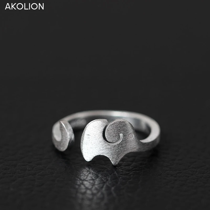 

AKOLION Designer Original Silver Color Elephant Rings Adjustable Handmade Finger Ring For Women Gilr Kids Jewelry wholesale