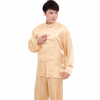 

Novelty Embroidery Dragon Men Pajamas Suit Autumn New Long Sleeve Sleepwear Rayon Casual Lounge Pyjamas Sets M L XL XXL