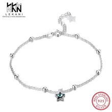 Изящные браслеты с кристаллами Swarovski, изящная звезда для женщин и девушек, элегантные женские очаровательные украшения на лодыжке, свадебные браслеты, серебро 925 пробы