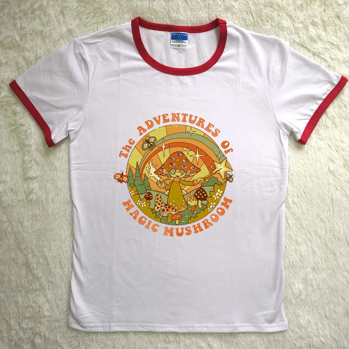 Модель года: женская футболка с принтом «волшебный гриб», Винтажная Футболка Harajuku, летний топ с коротким рукавом, женская футболка - Цвет: red