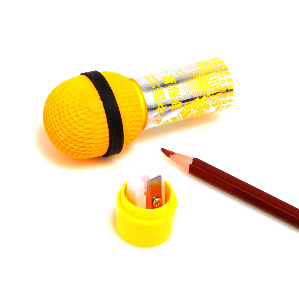 Cute Kawaii Rubber Eraser Creative Microphone Erasers With Sharpener For Kids Gift School