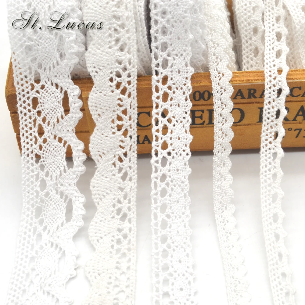 

New 5yd/lot high quality white lace fabric ribbon cotton lace trim sewing material for home curtains garment accessories DIY