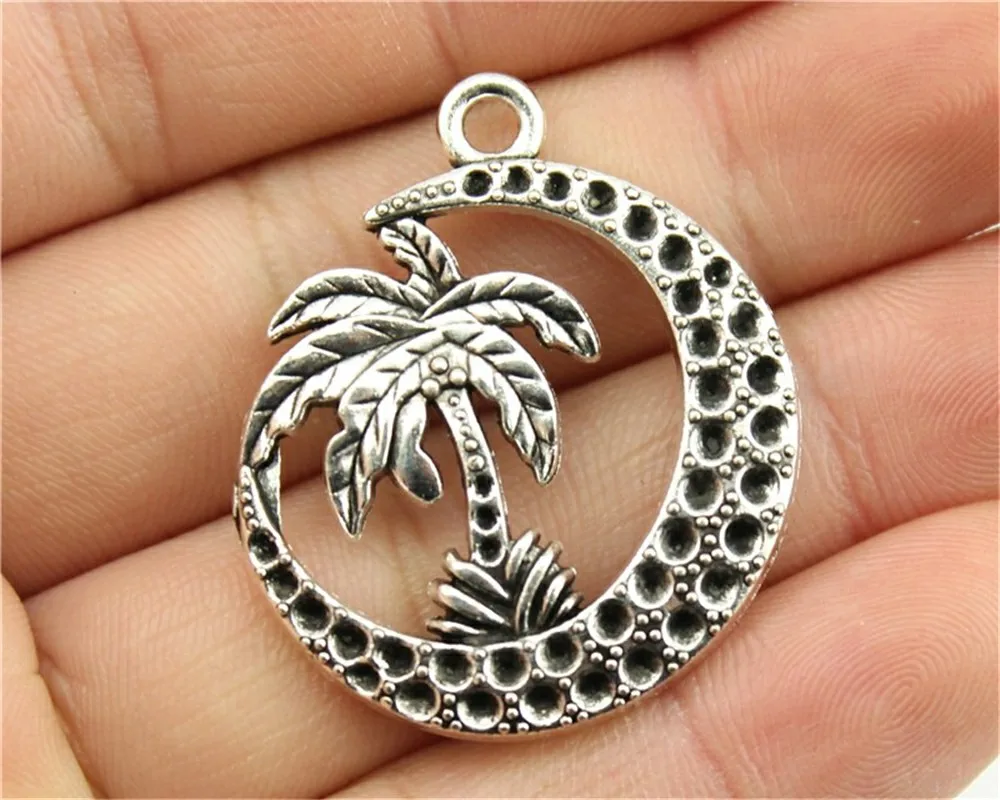 WYSIWYG 4pcs 37x30mm Palm Tree Charm Pendants For Jewelry Making
