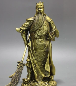 

Collectible bronze lion statue S1072 China Brass Copper Warrior Dragon Guan Yu God Guan Gong Hold Sword Buddha Statue