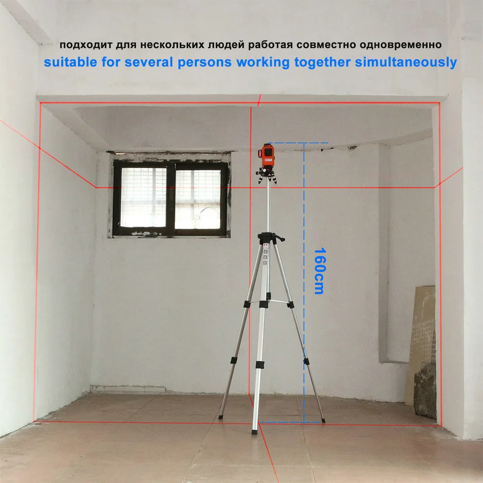 KaiTian 12 линий лазерного уровня штатив с батареей и горизонтальными и вертикальными линиями работают отдельно красные лазеры лучевые линии 3D уровни