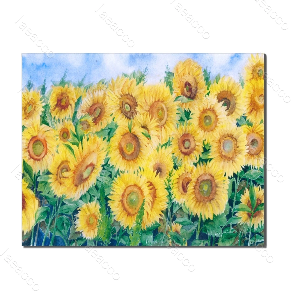

Laeacco Vincent Van Gogh Golden Sunflower Poster Print Floral Vase Art Canvas Painting Modern Wall Picture for Living Room