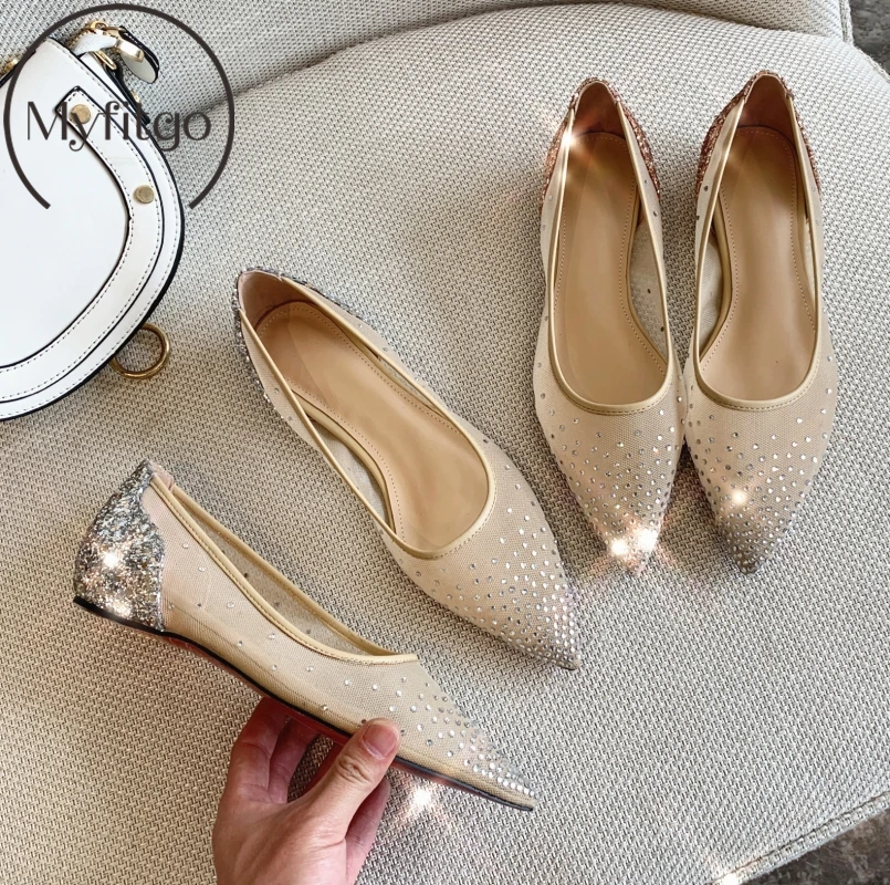 Confortables Gold Femme Bout Air Plat Fille Cristal Mocassins Mesh À D'été Décontractées Avec Myfitgo Pointu Femelle Blingbling silver Chaussures FKcuTJ13l5