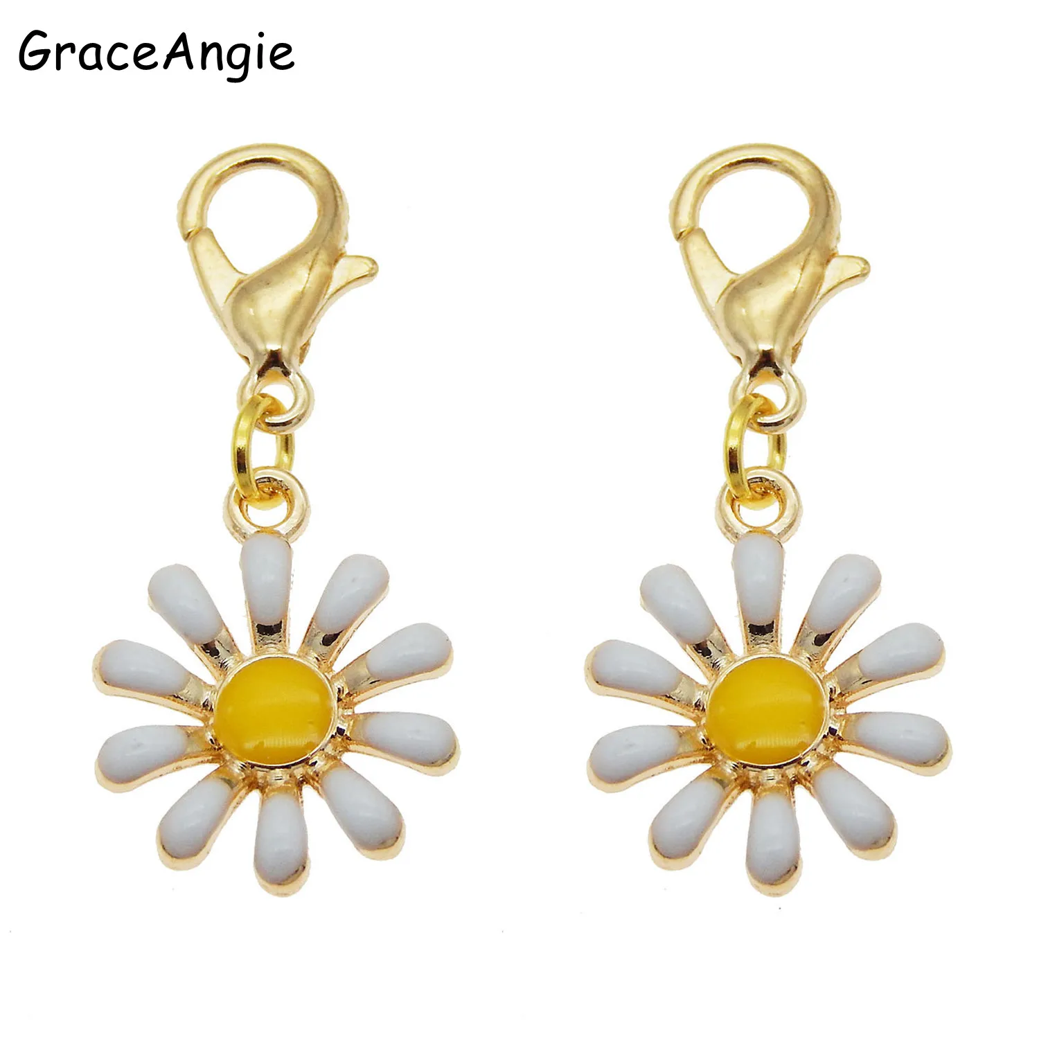 

4pcs Daisy Flowers with Lobster Clasp DIY Key Jewelry Bracelet High Quality Gold Beads Plant Alloy Earrings Necklace Bangle DIY