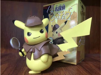 

Pokemon Movie Pikachu Detective PVC Anime Figure Kawaii Cute Q Statue Doll Toys Figura Collection Model For Kids Christmas Gifts