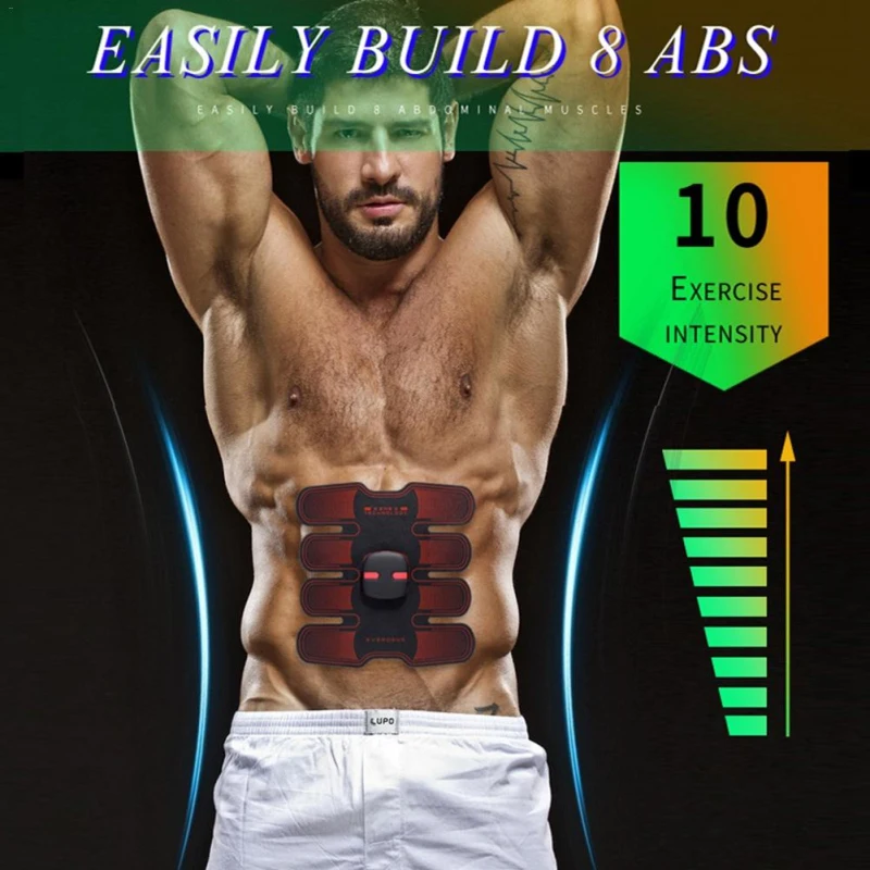 Smart EMS Stimulator Training Fitness Gear Muscle Abdominal Exerciser Toning Belt Battery Abs Fit Muscles Intensive Training