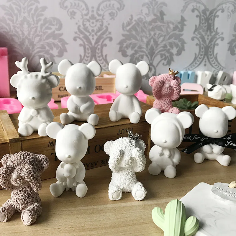 Силиконовая форма для гипса Bear симпатичная медведя силиконовая мыла ручной