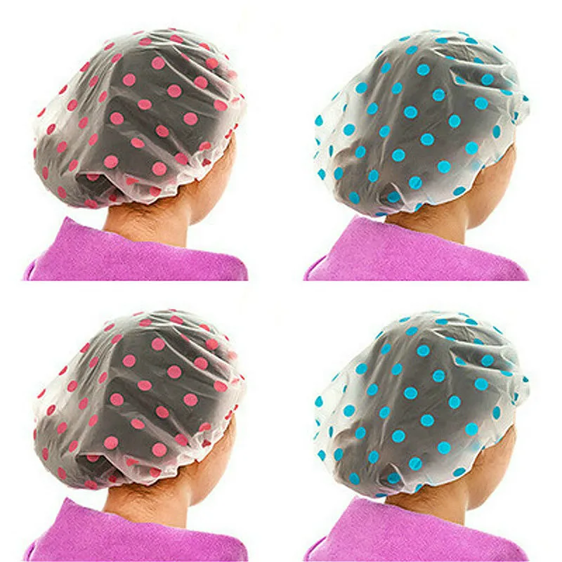 

25*10.5cm Dot Waterproof Shower Cap Thicken Bath Hat Bathing Cap for Women Color Random@1