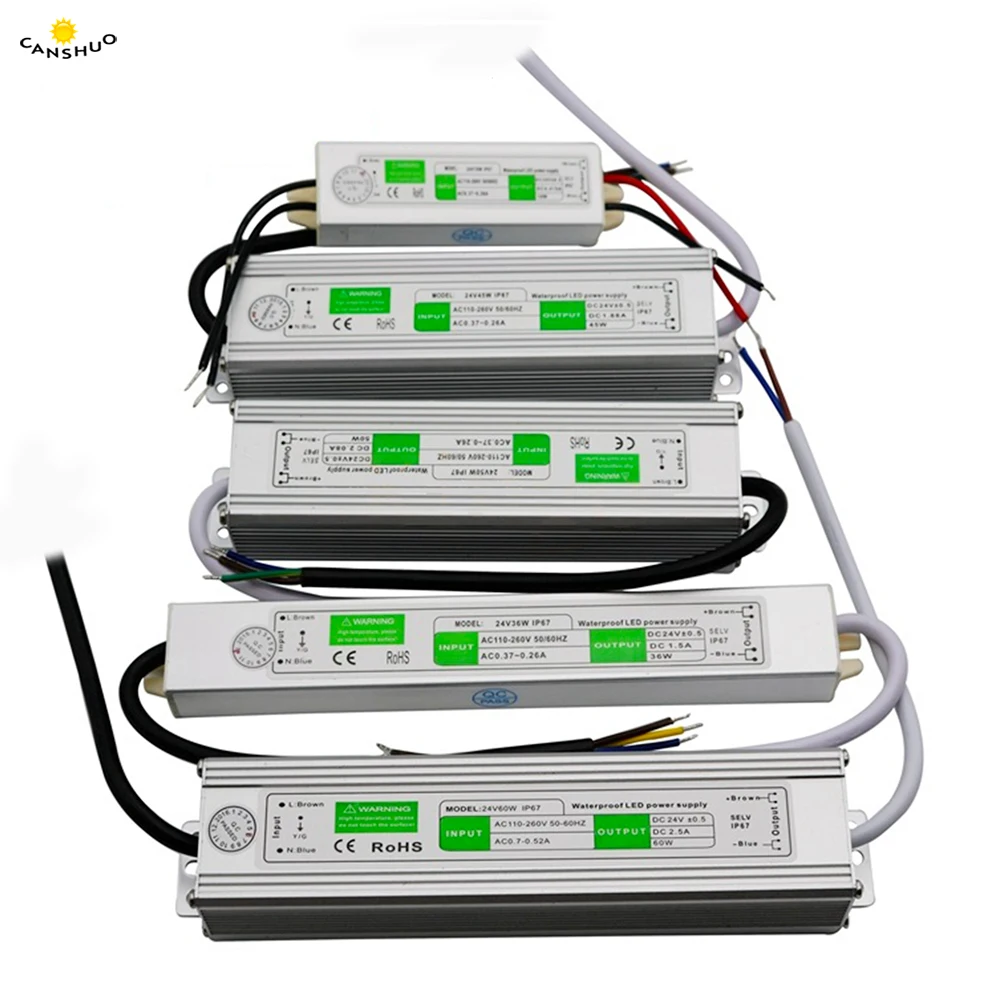 

Waterproof IP67 LED Driver AC110V 220V to DC 12V/24V 10W 20W 30W 45W 50W 60W 80W 100W 120W Power Supply for 5050 LED Strip Light
