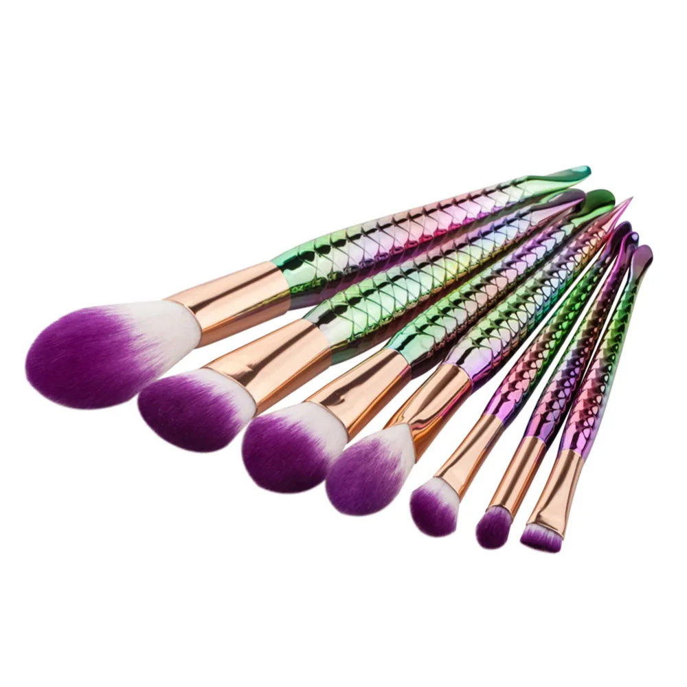 7Pcs Fashion Mermaid Brush Glitter Makeup Synthetic Hair Power