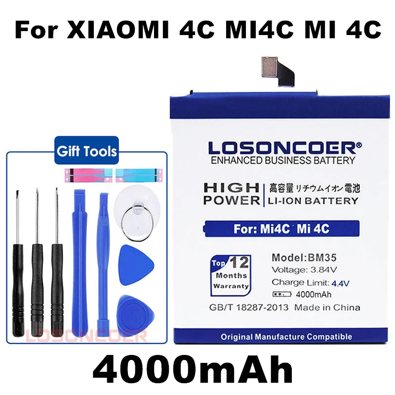 

LOSONCOER 4000mAh BM35 Mobile Phone Battery For Original Xiaomi 4C Mi4C Mi 4C Battery
