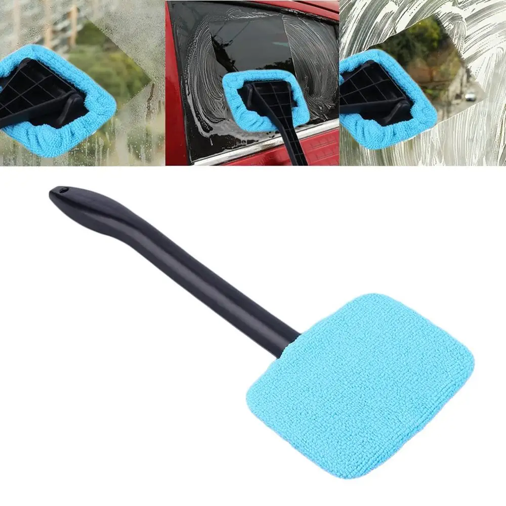 

Blue Microfiber Long Handle Car Wash Brush Auto Window Clean Car Window Windshield Cloth Clean Tools Washable Shine Handy